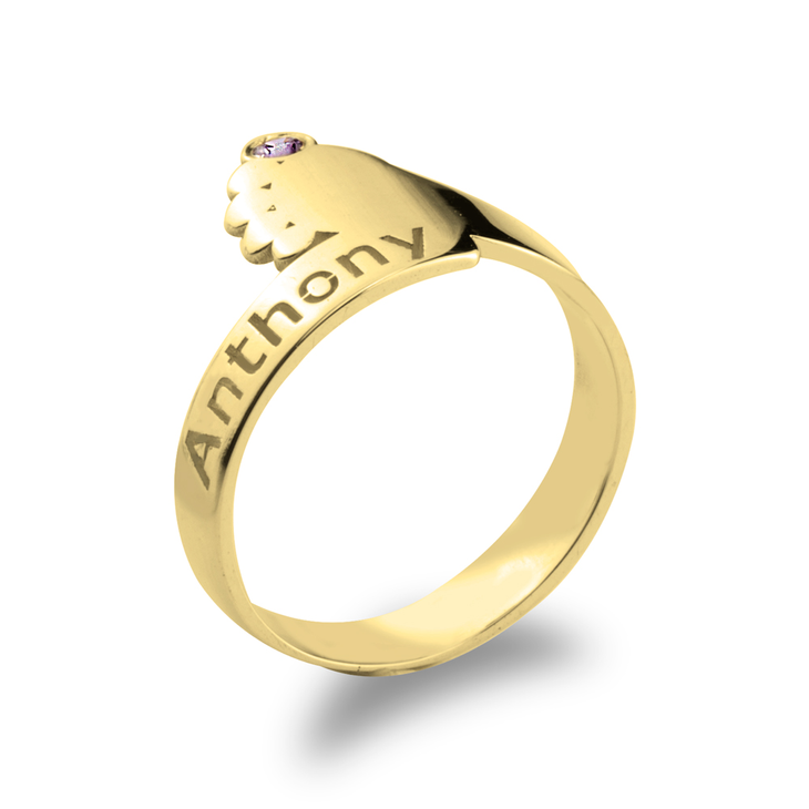 Baby Feet Ring with Birthstone