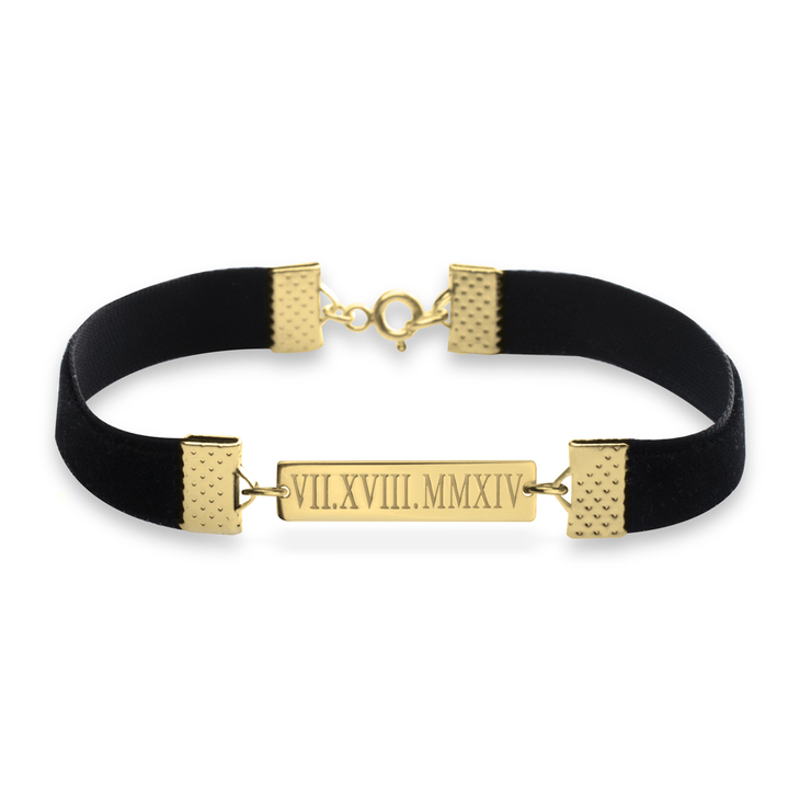 Roman Numeral Date Choker Style Bracelet