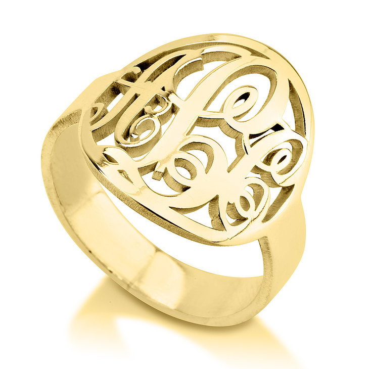 Cutout Framed Monogram Ring