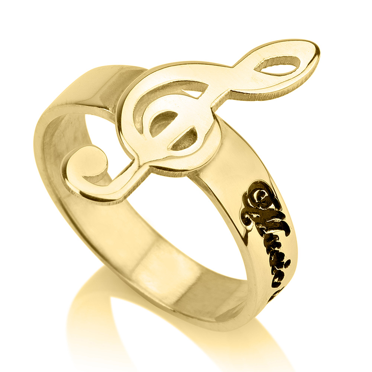 Music Note Personalized Name Ring