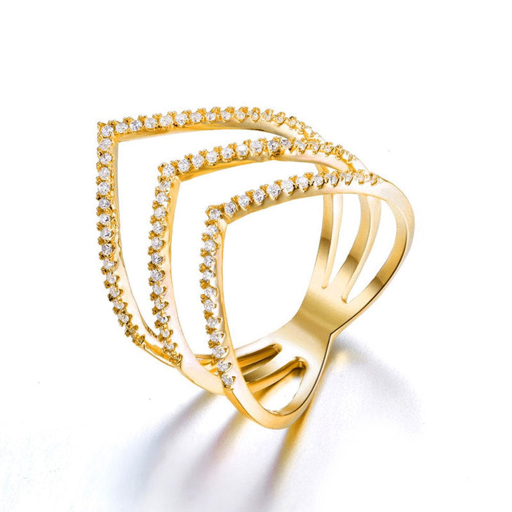 Cubic Zirconia Chevron Ring
