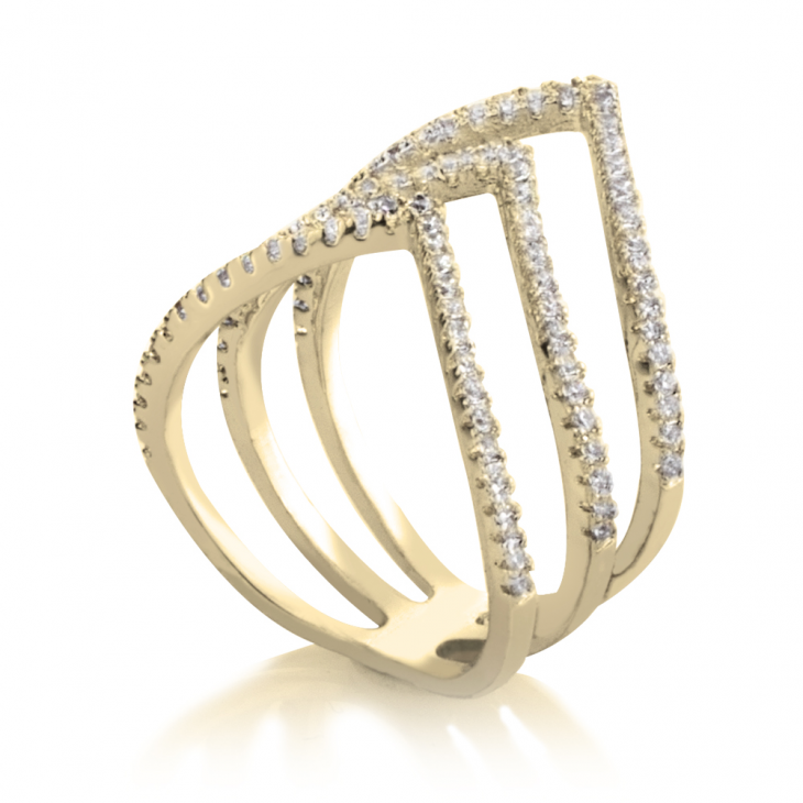 Cubic Zirconia Chevron Ring