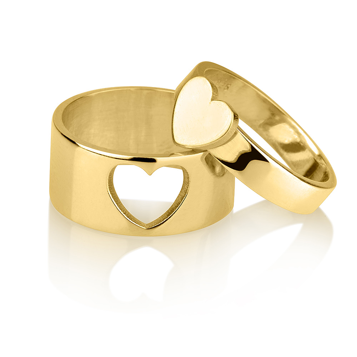 Matching Couple Heart Rings