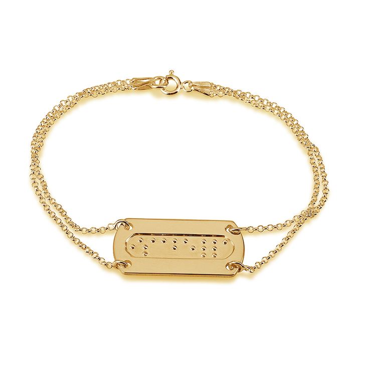 Double Chain Braille Bar Bracelet