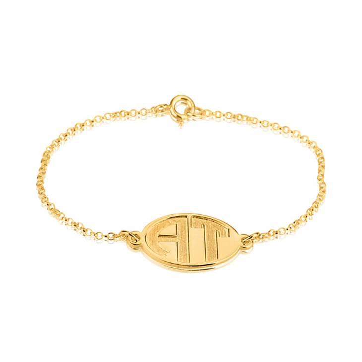 Block Letter Engraved Monogram Bracelet