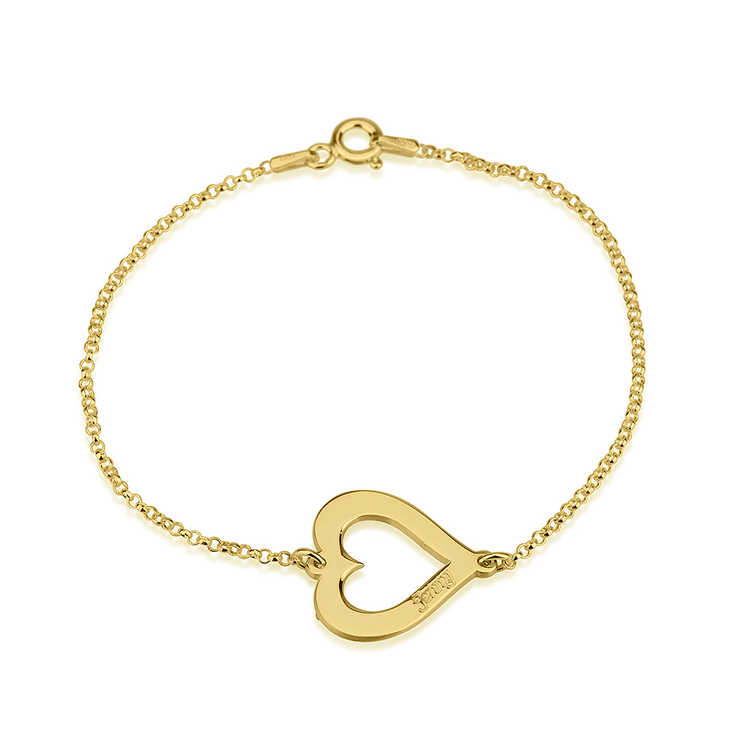Cut Out Heart Engraved Bracelet