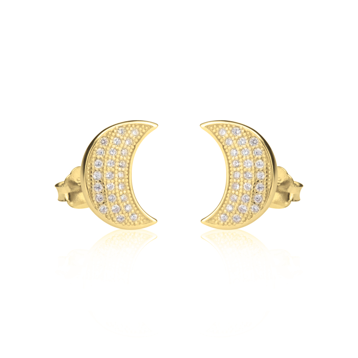 Cubic Zirconia Half Moon Earrings