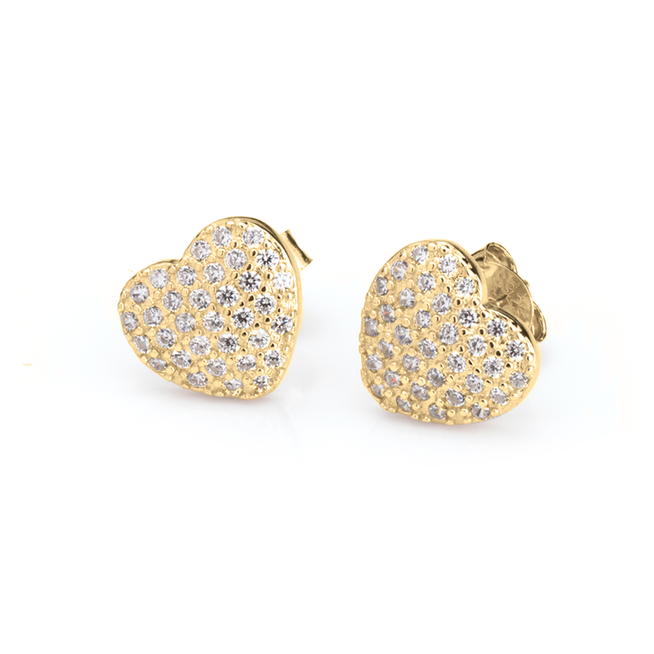Cubic Zirconia Heart Earring Studs