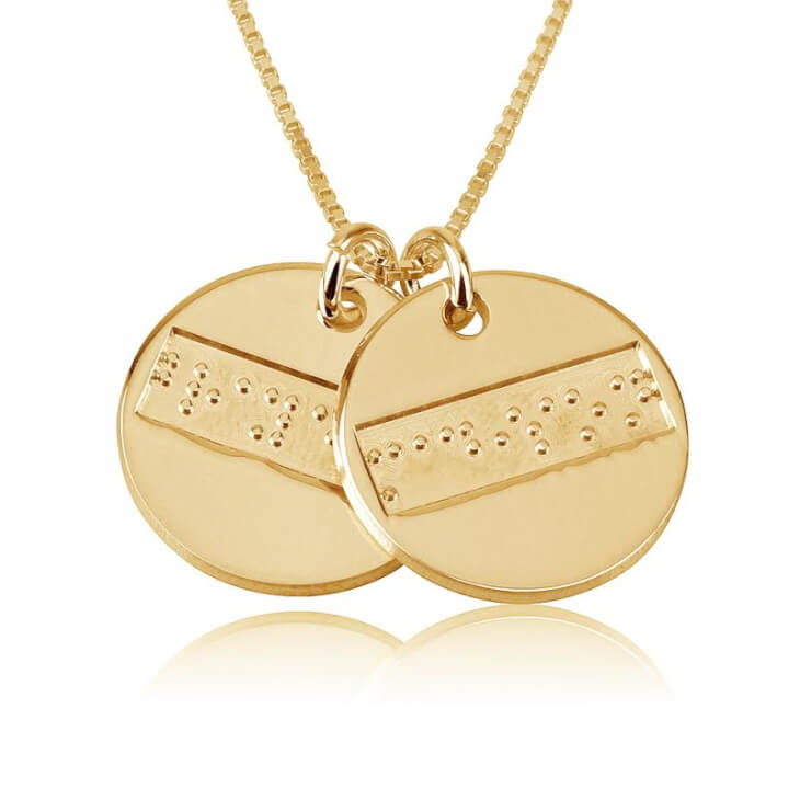 Two Discs Braille Letters Necklace