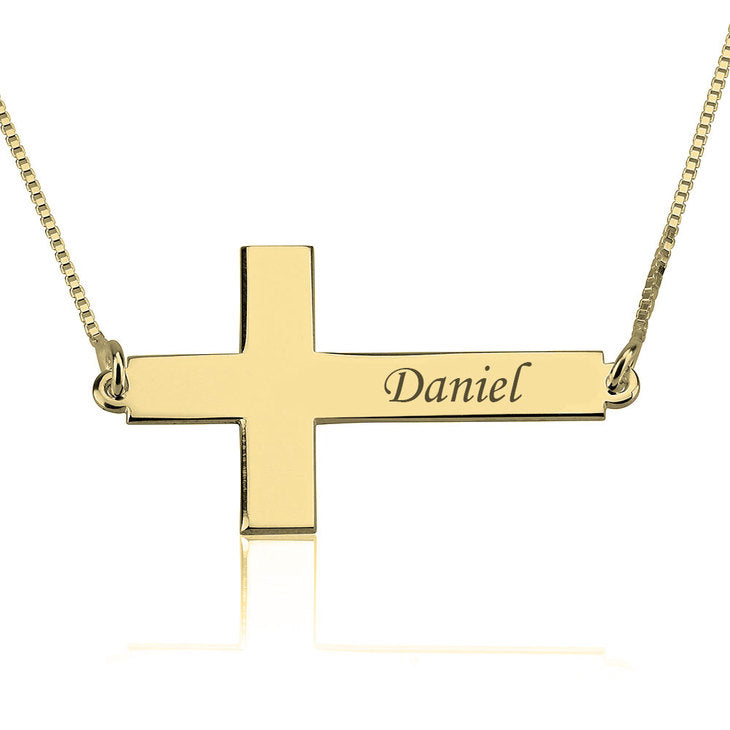 Sideways Cross Name Necklace