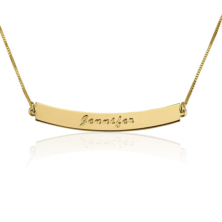 Curved Bar Necklace with Name