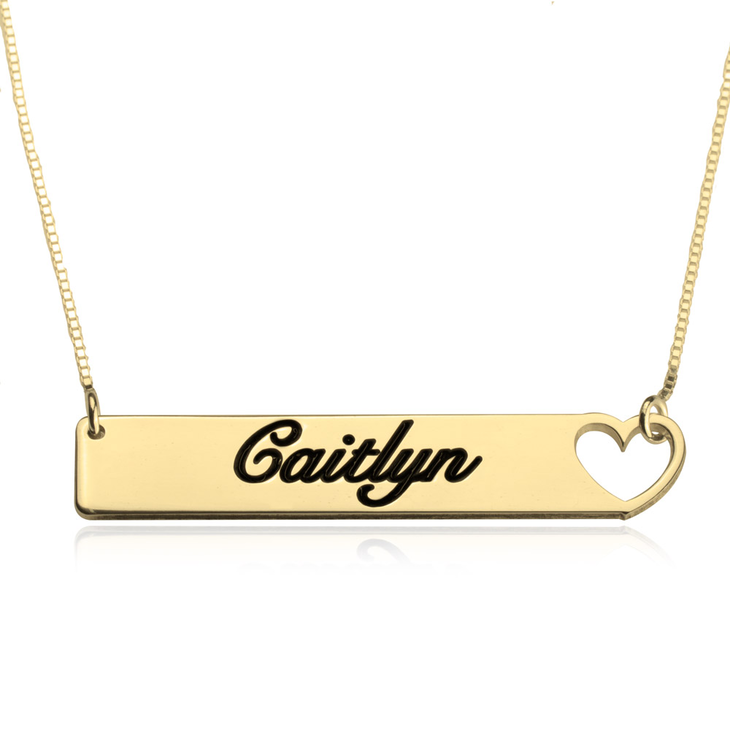 Cut Out Heart Bar Necklace