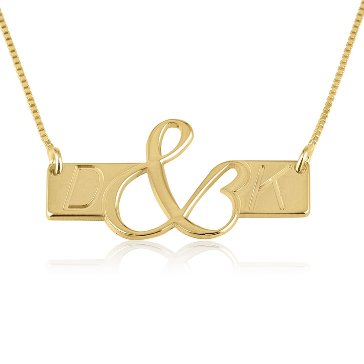 Initials Love Bar Necklace