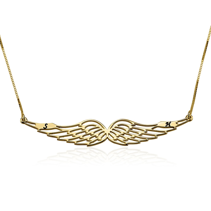 Angel Wing Necklace with Initials