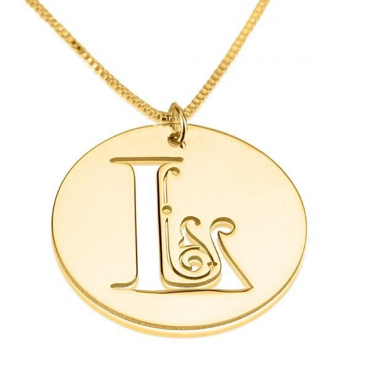 Script Initial Disc Necklace