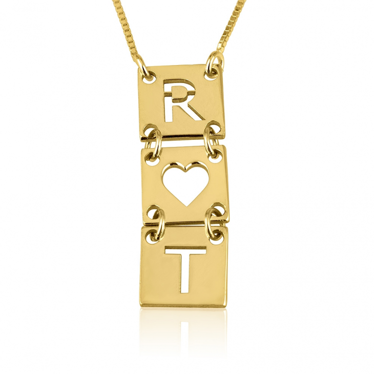 Stacked Cut Out Initials Necklace