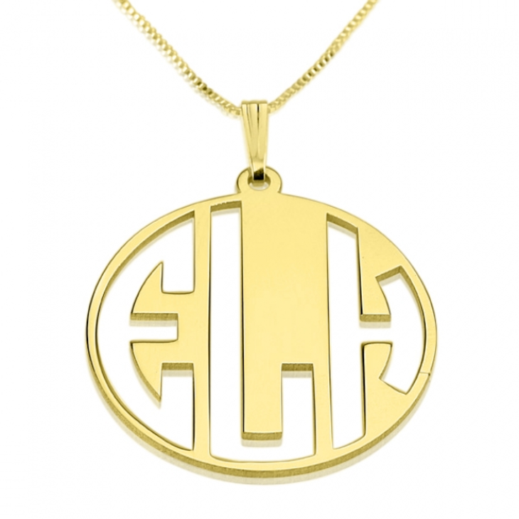 Block Letters Cut Out Monogram Necklace