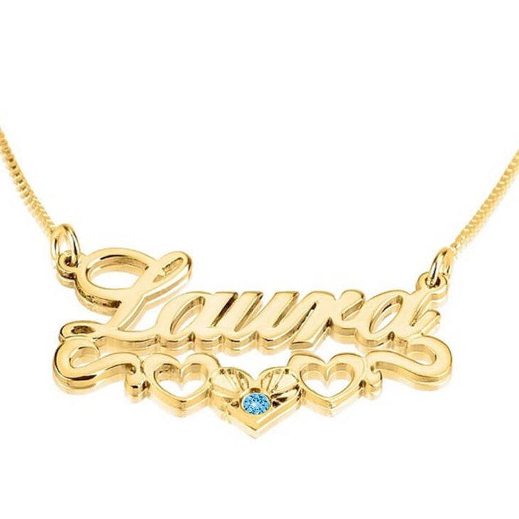 Name Necklace with underline Hearts