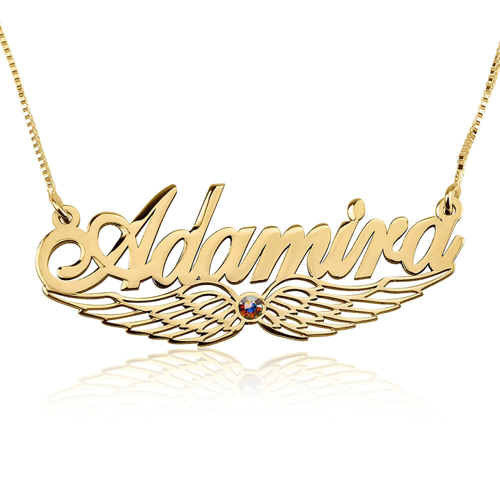 Angel Wing Swarovski Name Necklace