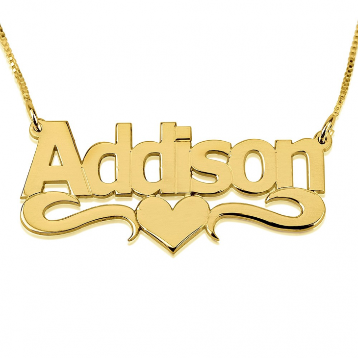 Bold Name Necklace with Heart