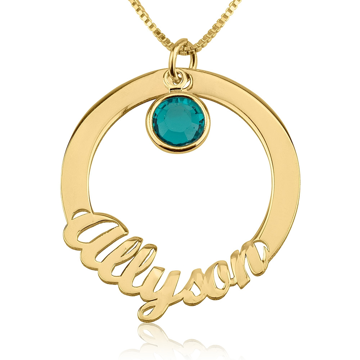 Circle Name Necklace with Swarovski