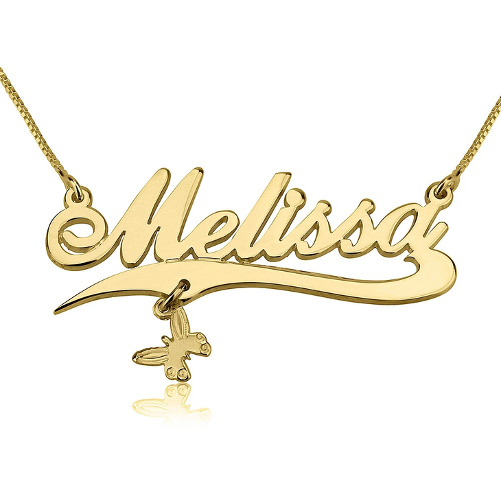 Name Necklace with Line and Charm