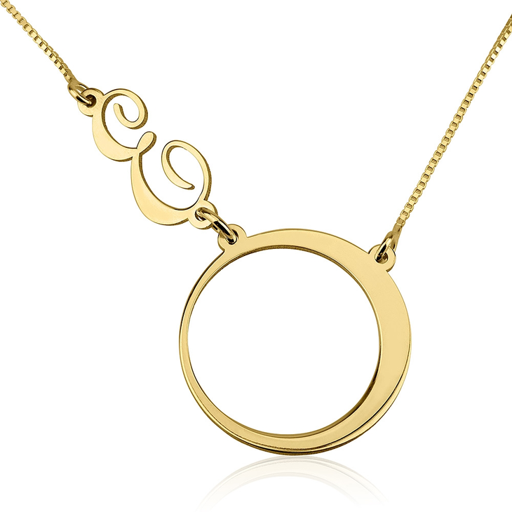 Circle Sideways Initial Necklace