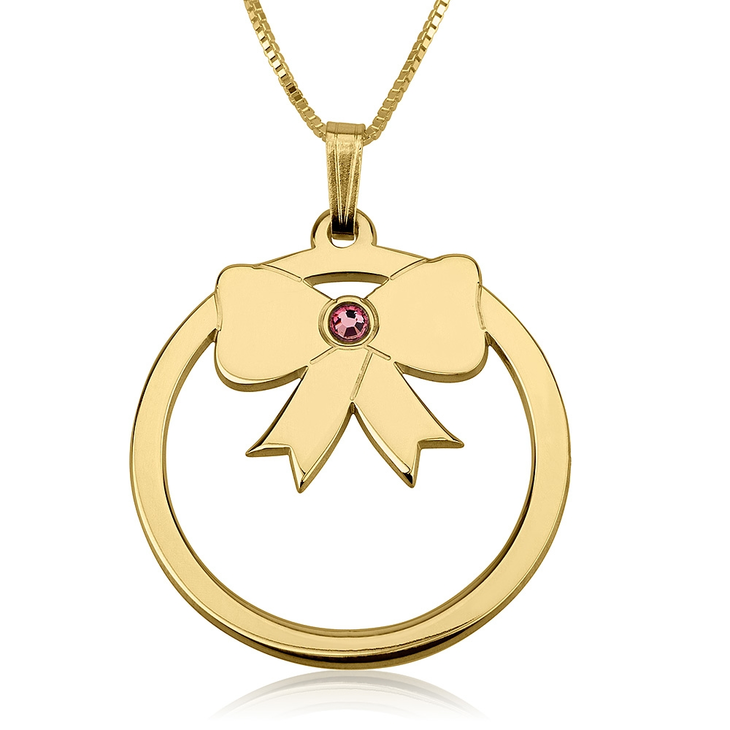 Birthstone Bow Necklace