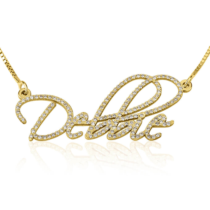 Name Necklace Gold with Diamond