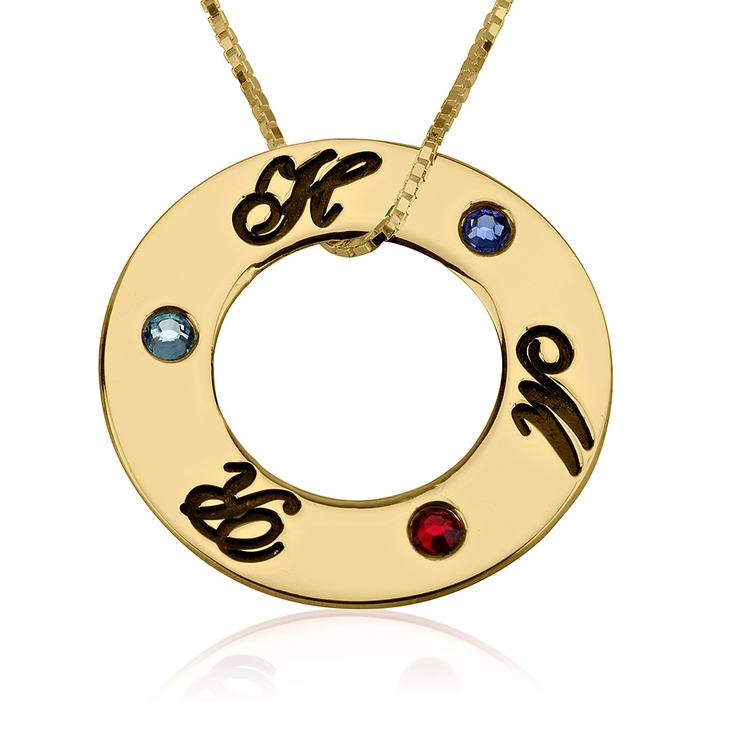 Family Initials Birthstone Necklace