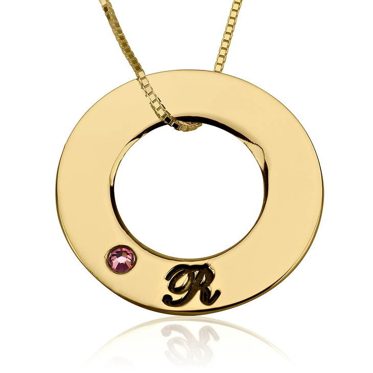 Family Initials Birthstone Necklace