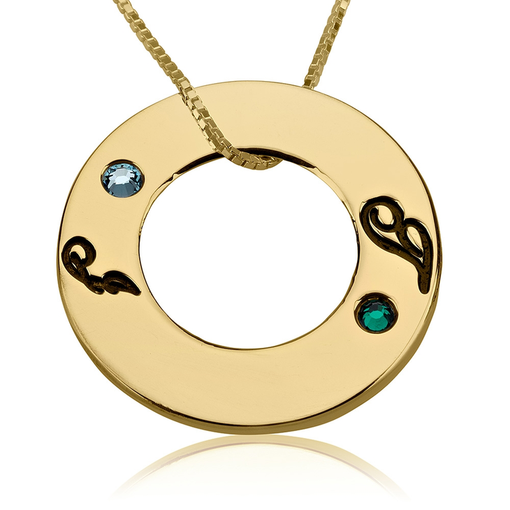 Family Initials Birthstone Necklace
