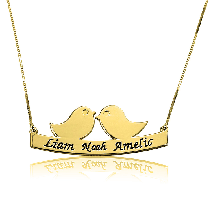 Mother Bird Necklace with Engrave Names