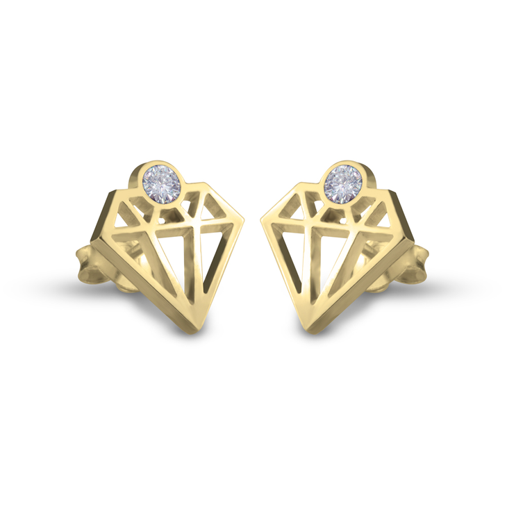 Diamond Shaped Earrings with Zirconia