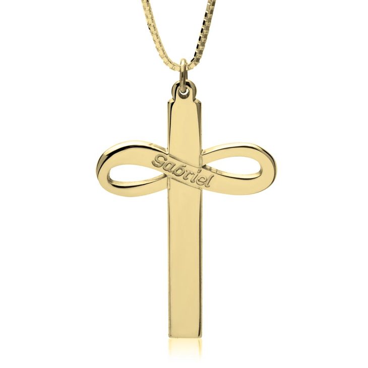 Infinity Cross Necklace With Name