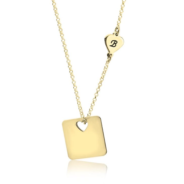 Cut Out Heart Necklace With Initial