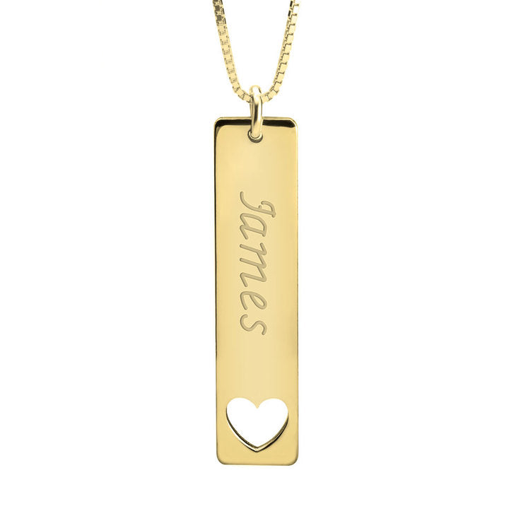 Vertical Name Bar Necklace With Symbol