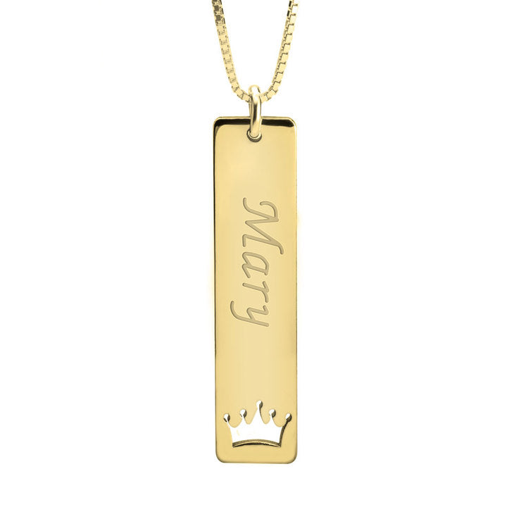 Vertical Name Bar Necklace With Symbol