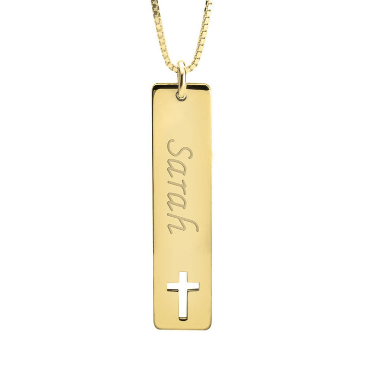 Vertical Name Bar Necklace With Symbol