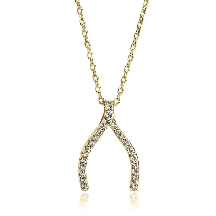 Wishbone Necklace with Zirconia