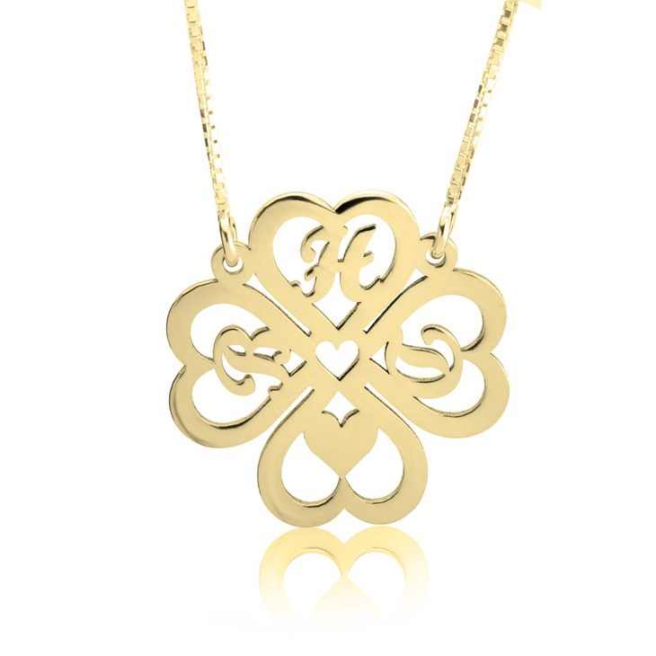 Personalized Four Leaf Clover Necklace