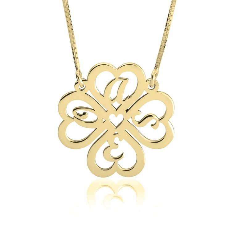 Personalized Four Leaf Clover Necklace