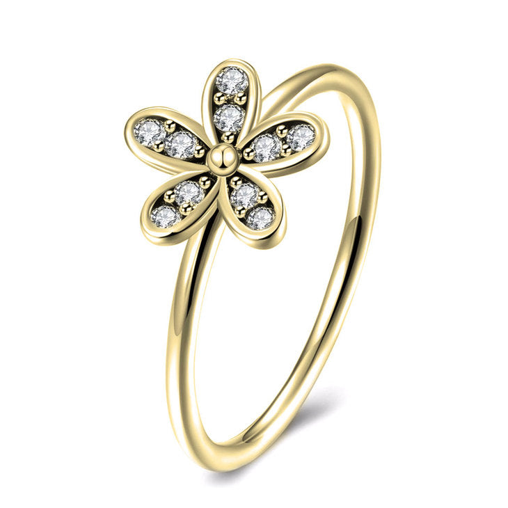 Flower Ring With Cubic Zirconia