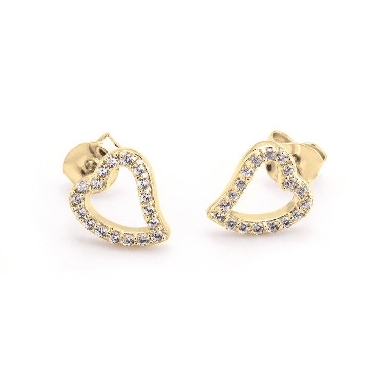 Open Heart Earrings With Cubic Zirconia