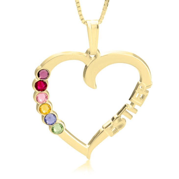 Heart Shaped Pendant With Birthstones