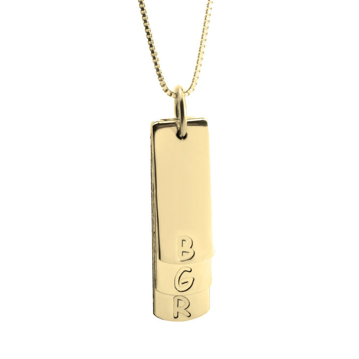 Vertical Bar Necklace With Initials