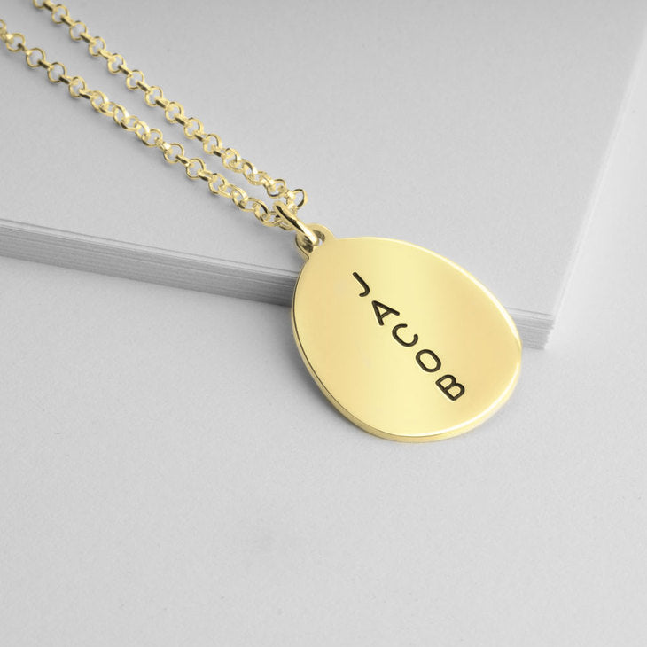 Engraved Oval Necklace