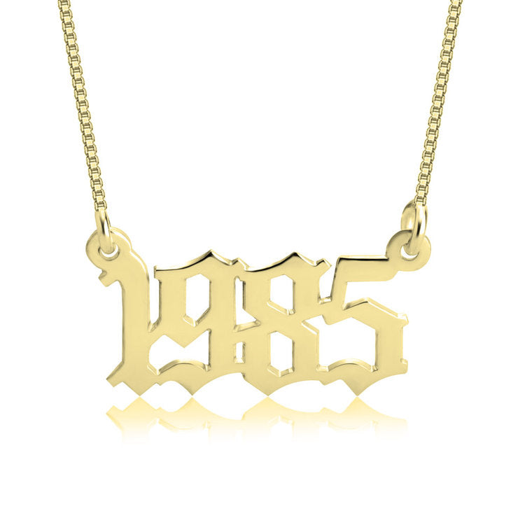 Old English Number Necklace