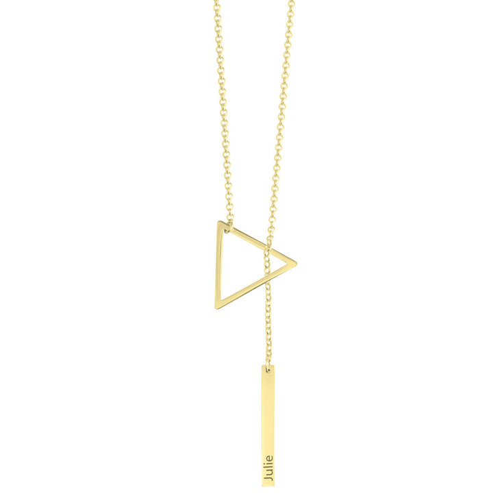 Engraved Hanging Bar & Triangle Necklace