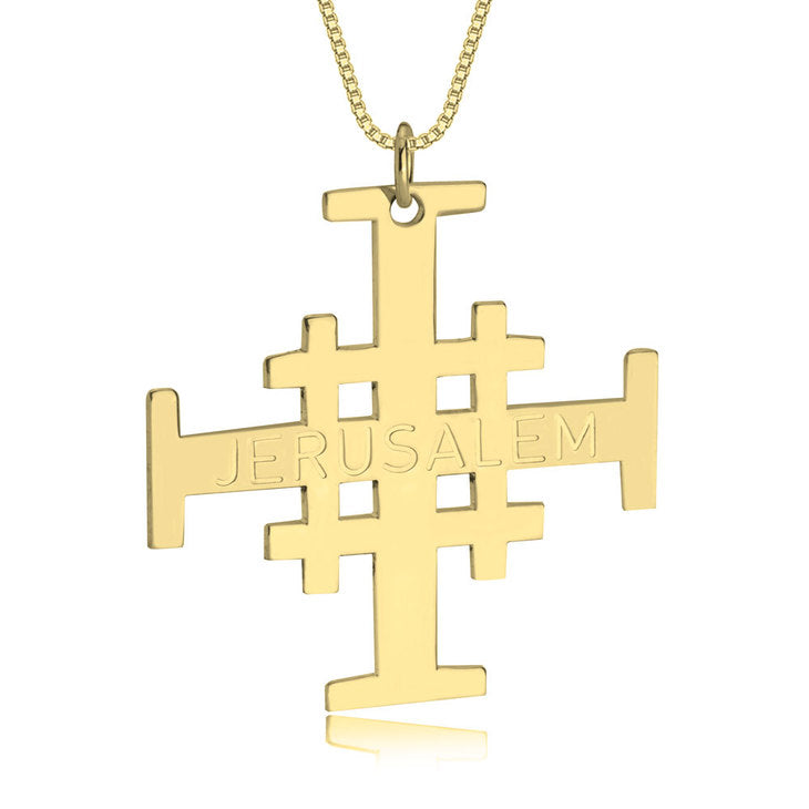 Engraved Jerusalem Cross Necklace